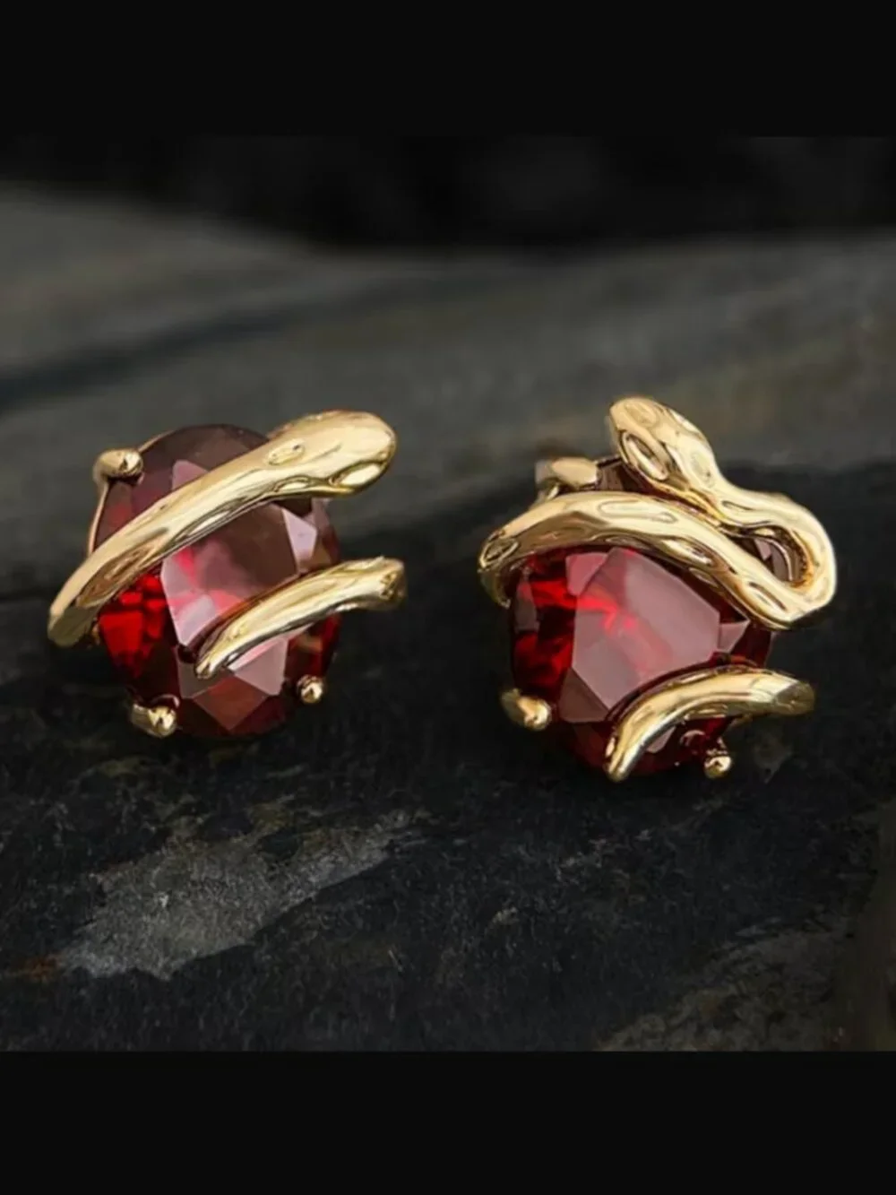 14K Gold Womens 2ct Red Ruby Gemstone Stud Earrings Ladies 14 K Silver Jewelry